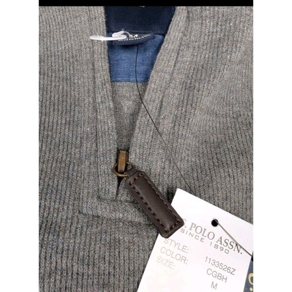 NWT Polo Ralph Lauren Men's Sweater Sz M Heather Blue 1/4 Zip Pony Logo - Picture 5 of 15